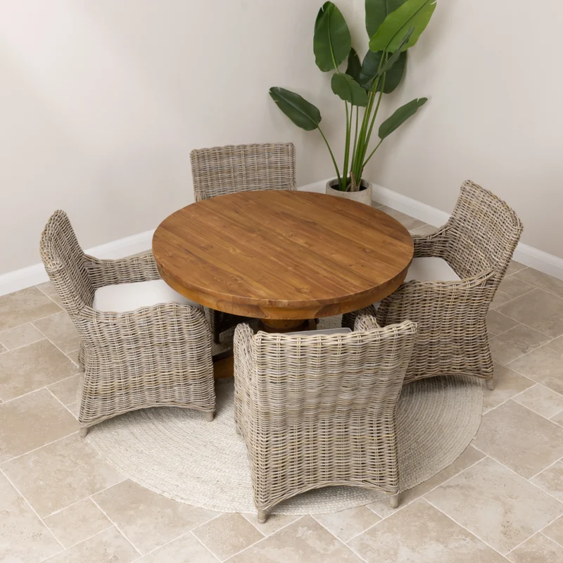 Country 4 Seater Dining Set with Natural Kubu Chairs