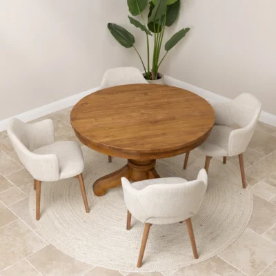 Country 4 Seater Dining Set with Wave Armchairs