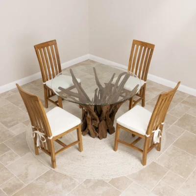Hyati 4 Seater Dining Set with Reclaimed Teak Chairs