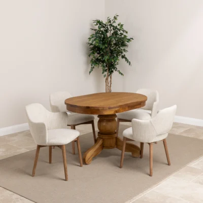 Cairn 4 Seater Dining Set with Wave Armchairs