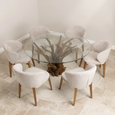 Hyati 6 Seater Dining Set with Cove Chairs