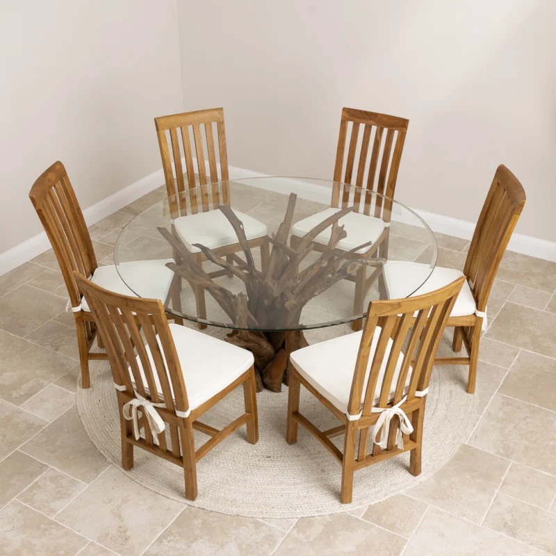 Hyati 6 Seater Dining Set with Reclaimed Teak Chairs
