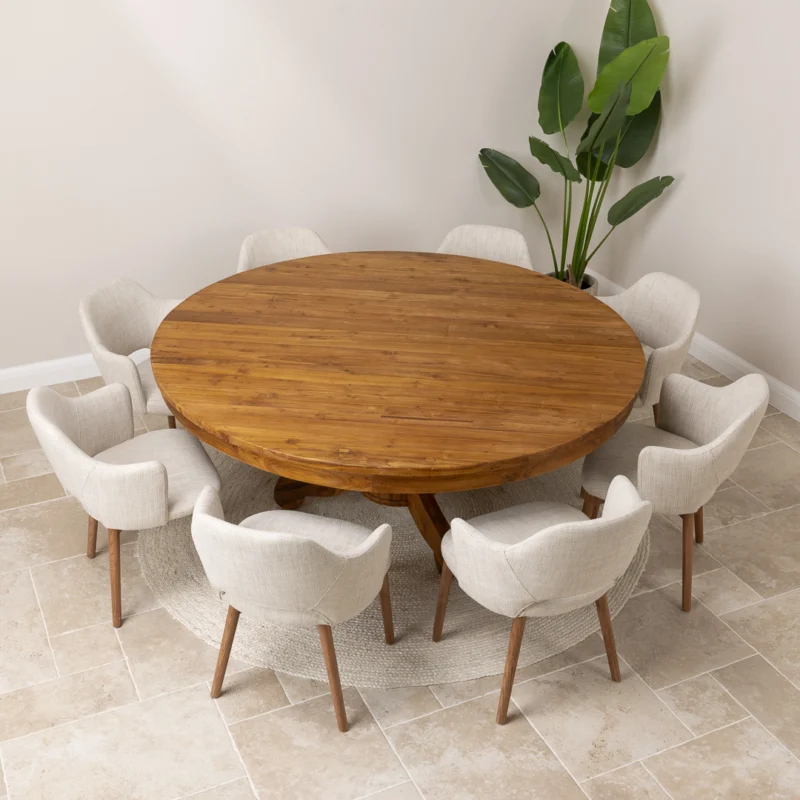 Country 8 Seater Dining Set with Wave Armchairs