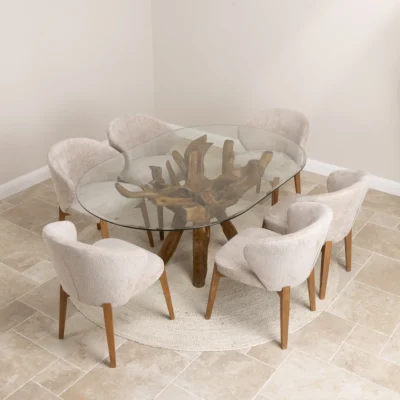 Olira 6 Seater Dining Set with Cove Chairs