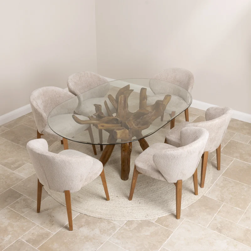 Olira 6 Seater Dining Set with Cove Chairs