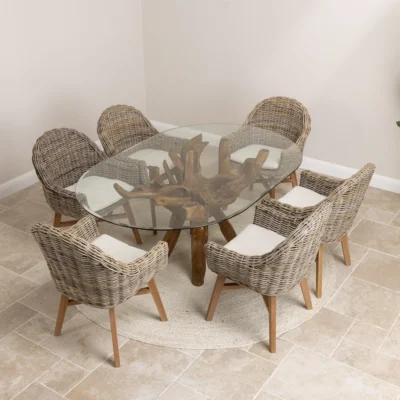 Olira 6 Seater Dining Set with Scandi Armchairs