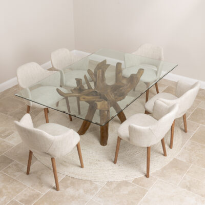 Hiloa 4 or 6 Seater Dining Set with Wave Armchairs