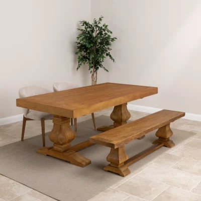 Emara 4 or 6 Seater Bench Dining Set with Cove Chairs