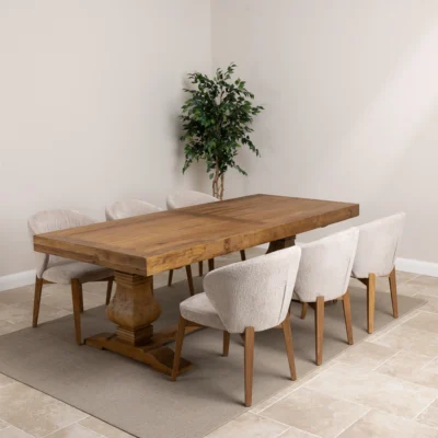 Emara 6 or 8 Seater Dining Set with Cove Chairs