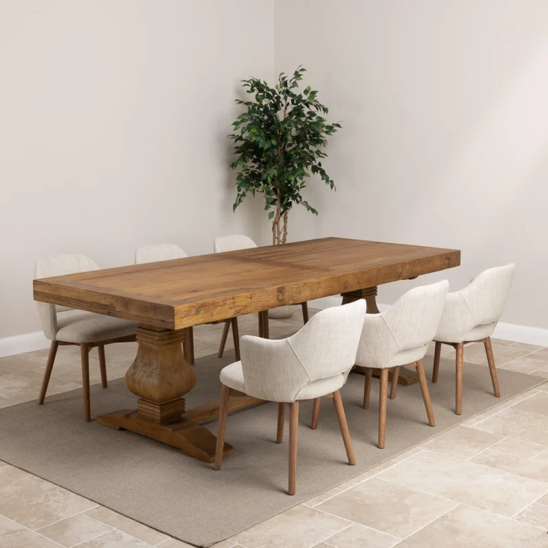 Emara 6 or 8 Seater Dining Set with Wave Armchairs