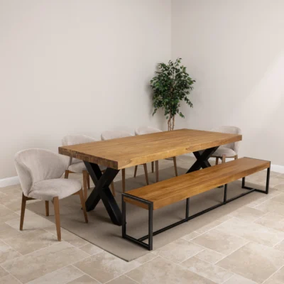 Urban Fusion 6 or 8 Seater Bench Dining Set with Cove Chairs