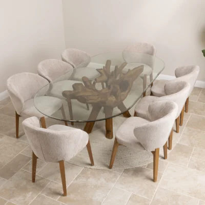 Olira 8 Seater Dining Set with Cove Chairs