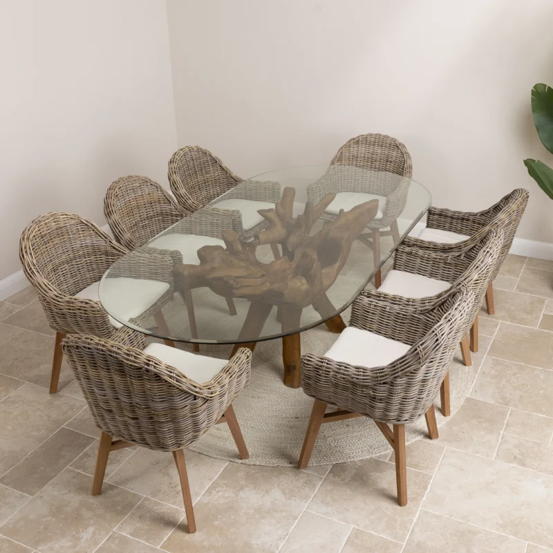 Olira 8 Seater Dining Set with Scandi Armchairs