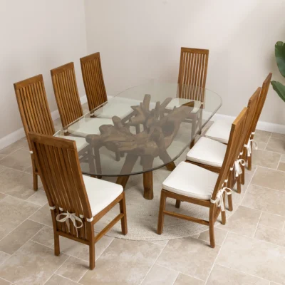 Olira 8 Seater Dining Set with Reclaimed Teak Chairs