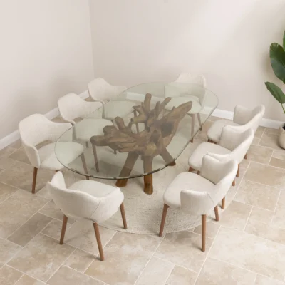 Olira 8 Seater Dining Set with Wave Armchairs