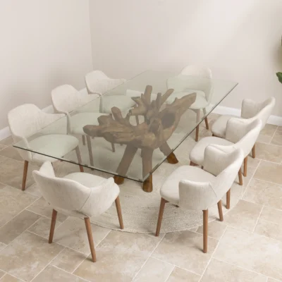 Hiloa 6 or 8 Seater Dining Set with Wave Armchairs