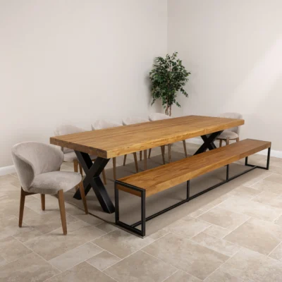 Urban Fusion 8 or 10 Seater Bench Dining Set with Cove Chairs