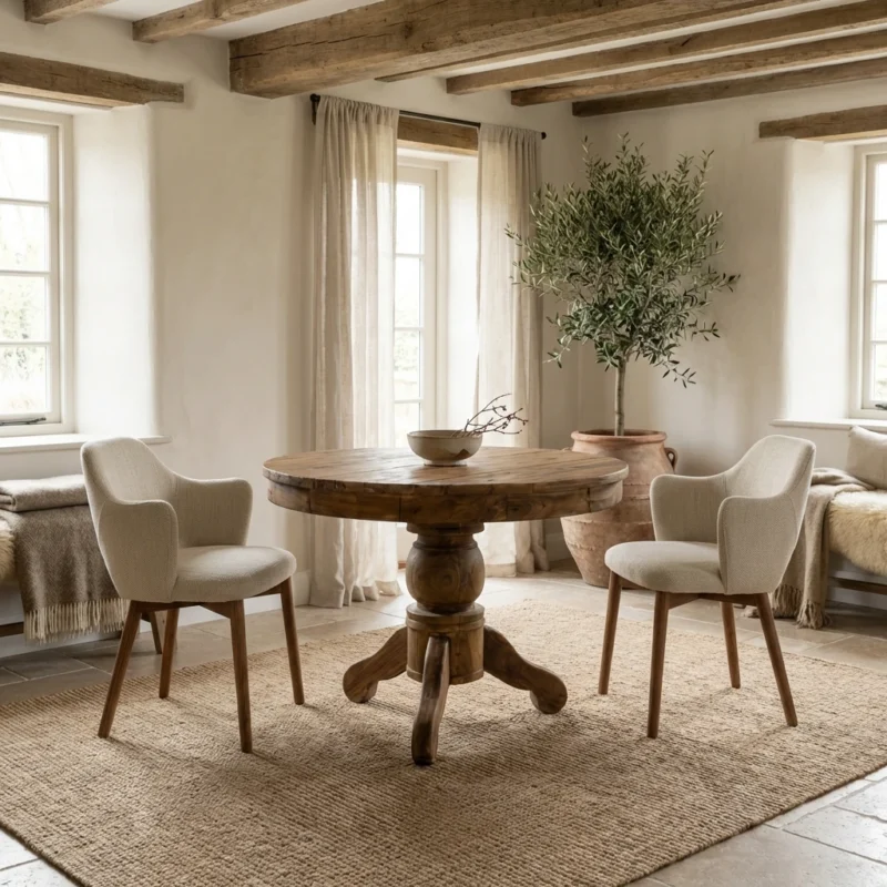 Country 2 Seater Dining Set with Wave Armchairs