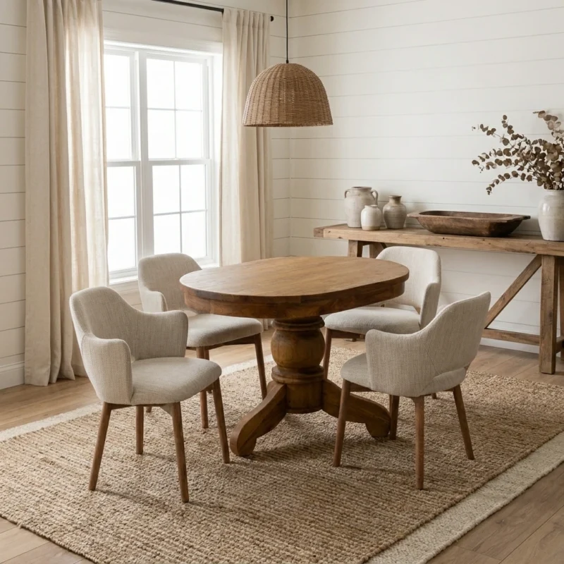 Cairn 4 Seater Dining Set with Wave Armchairs