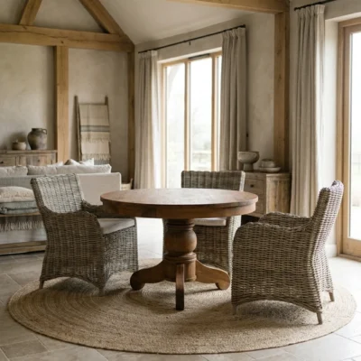 Country 4 Seater Dining Set with Natural Kubu Chairs