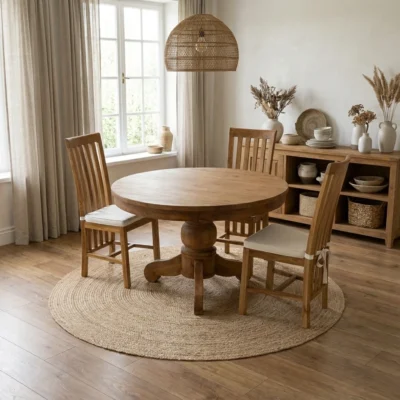 Country 4 Seater Dining Set with Reclaimed Teak Chairs