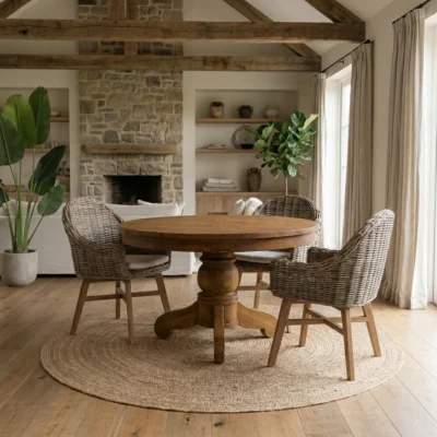 Country 4 Seater Dining Set with Scandi Armchairs