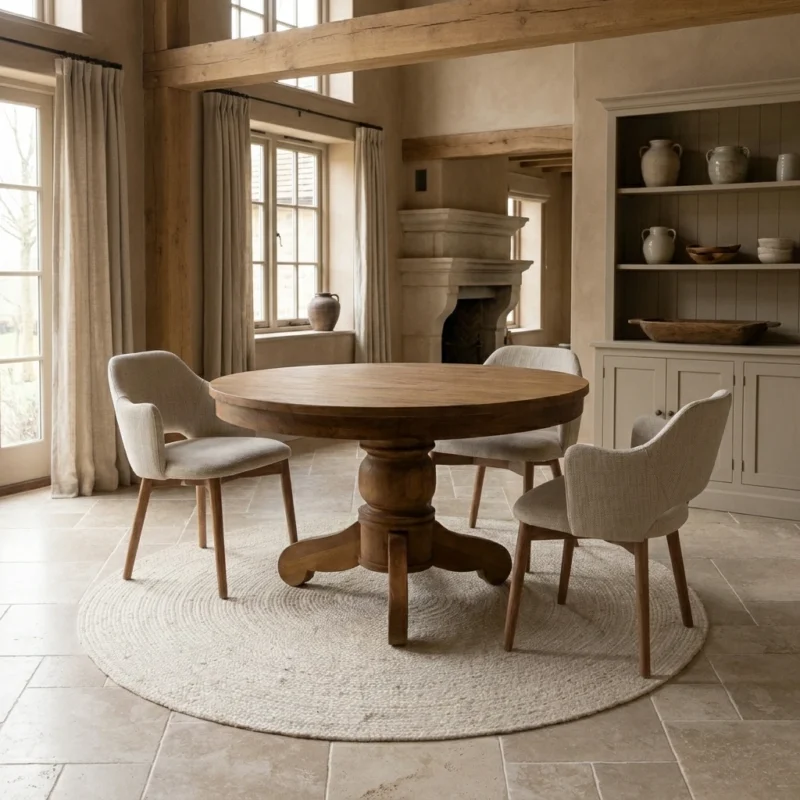 Country 4 Seater Dining Set with Wave Armchairs