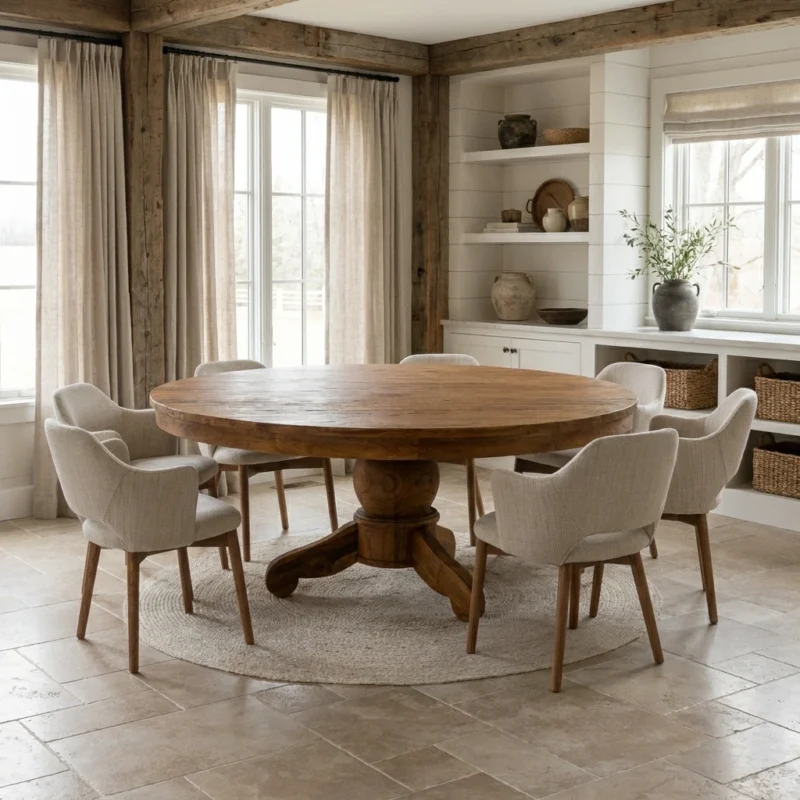 Country 8 Seater Dining Set with Wave Armchairs