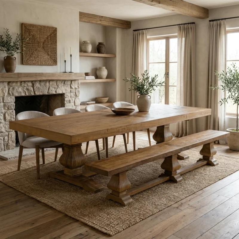 Emara 8 or 10 Seater Bench Dining Set with Cove Chairs