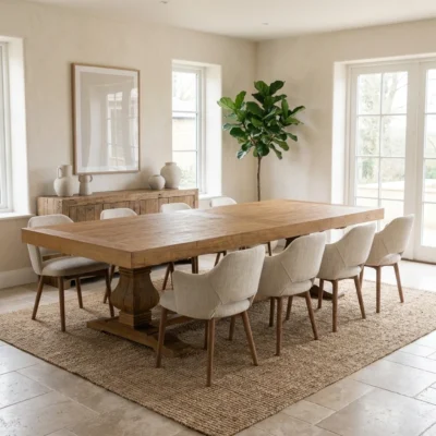 Emara 8 or 10 Seater Dining Set with Wave Armchairs