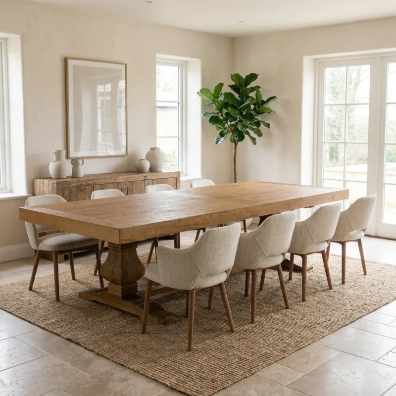 Emara 8 or 10 Seater Dining Set with Wave Armchairs