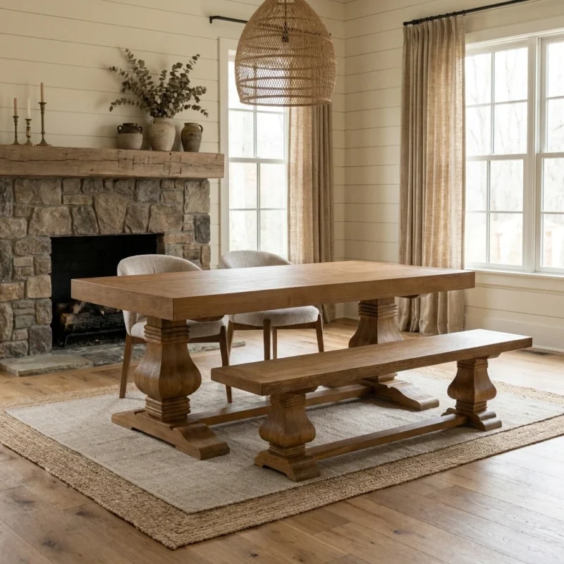 Emara 4 or 6 Seater Bench Dining Set with Cove Chairs