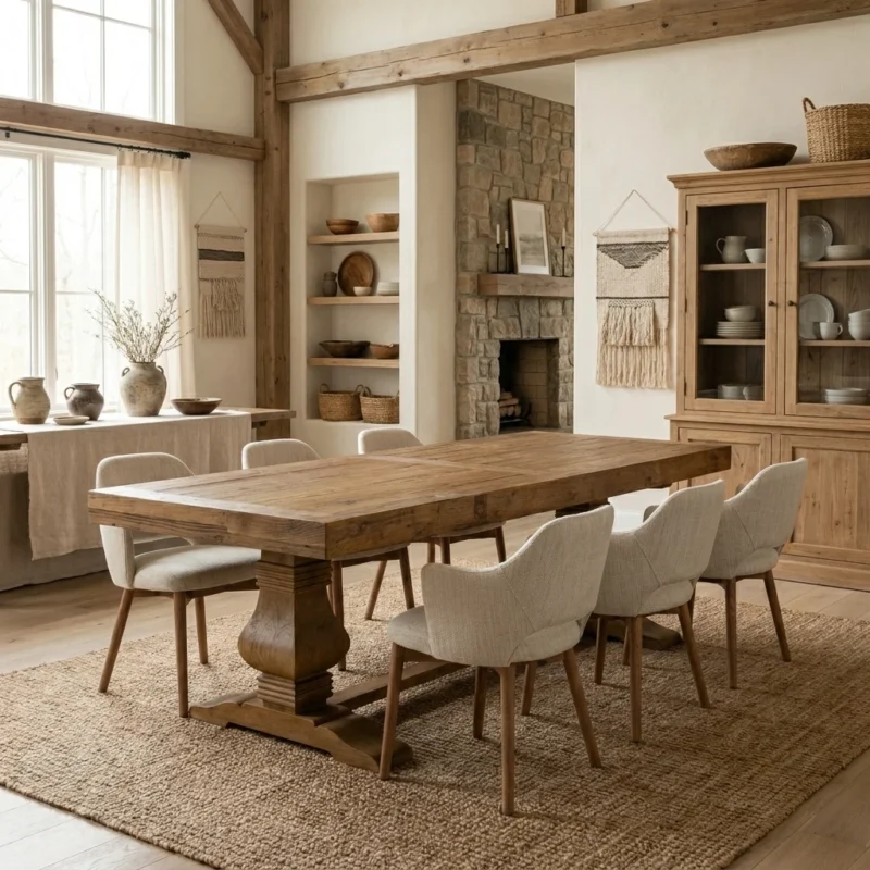 Emara 6 or 8 Seater Dining Set with Wave Armchairs
