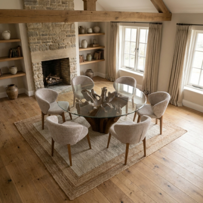 Hara 6 Seater Dining Set with Cove Chairs