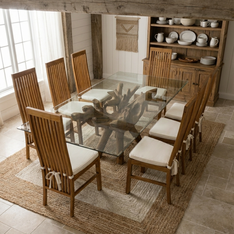 Hiloa 6 or 8 Seater Dining Set with Reclaimed Teak Chairs