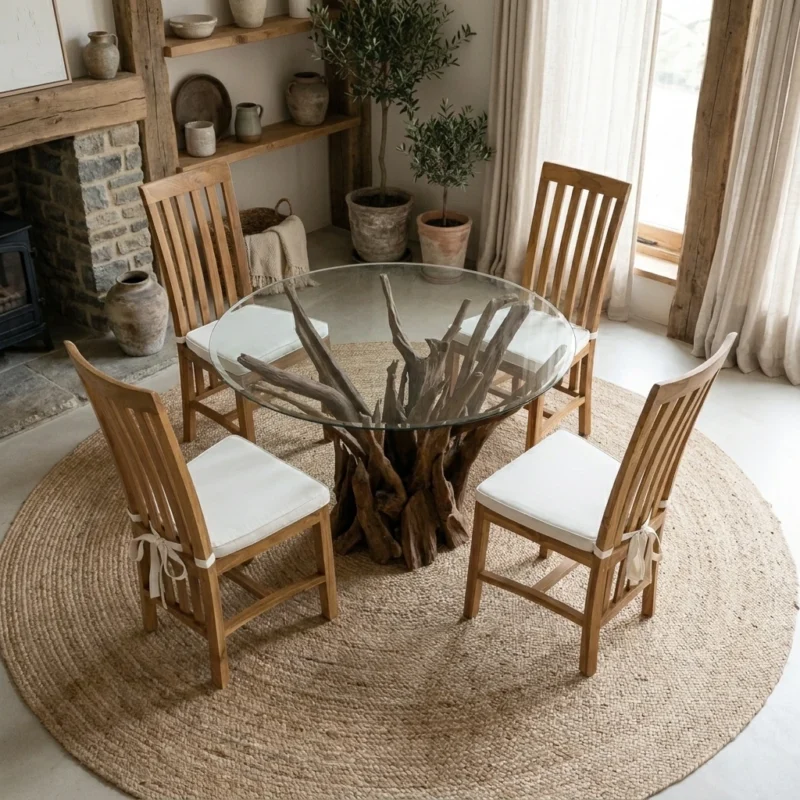 Hyati 4 Seater Dining Set with Reclaimed Teak Chairs