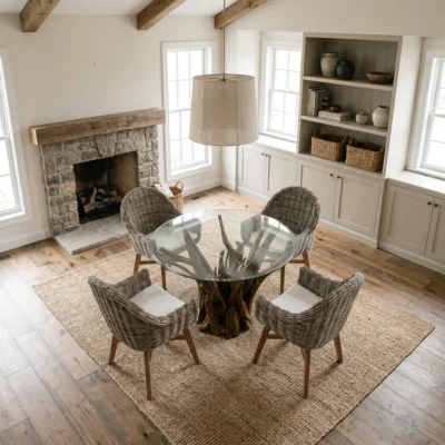 Hyati 4 Seater Dining Set with Scandi Armchairs