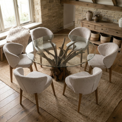Hyati 6 Seater Dining Set with Cove Chairs