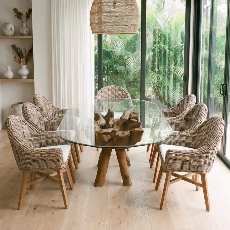Olira 8 Seater Dining Set with Scandi Armchairs