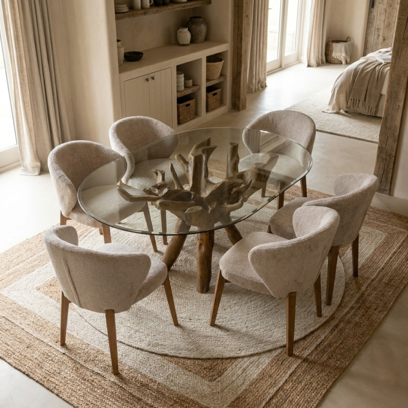 Olira 6 Seater Dining Set with Cove Chairs