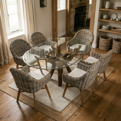 Olira 6 Seater Dining Set with Scandi Armchairs