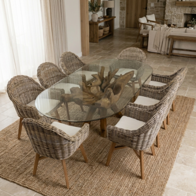 Olira 8 Seater Dining Set with Scandi Armchairs