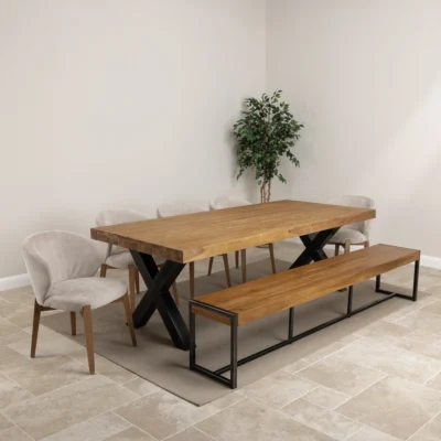 Urban Fusion 6 or 8 Seater Bench Dining Set with Cove Chairs