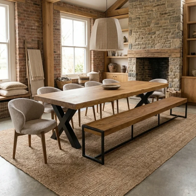 Urban Fusion 8 or 10 Seater Bench Dining Set with Cove Chairs