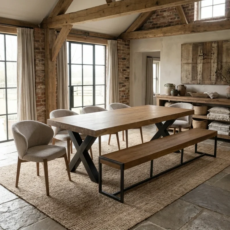 Urban Fusion 6 or 8 Seater Bench Dining Set with Cove Chairs