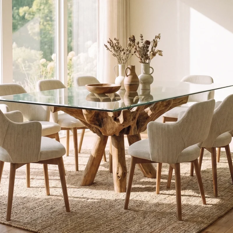 Hiloa 6 or 8 Seater Dining Set with Wave Armchairs