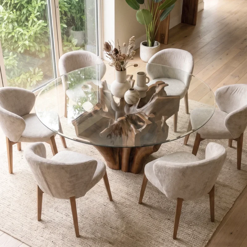 Hara 6 Seater Dining Set with Cove Chairs