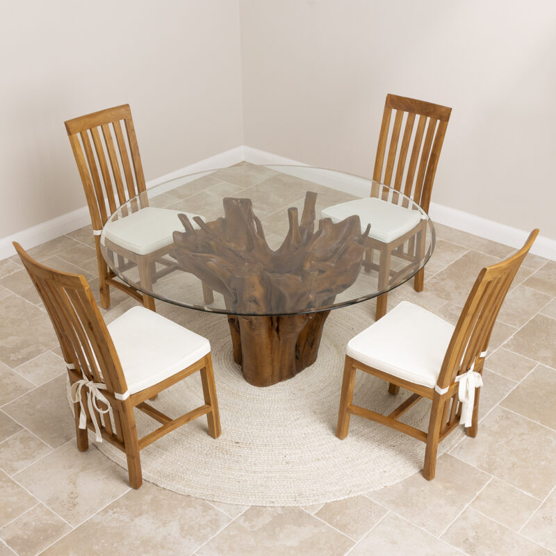 Hara 4 Seater Dining Set with Reclaimed Teak Chairs