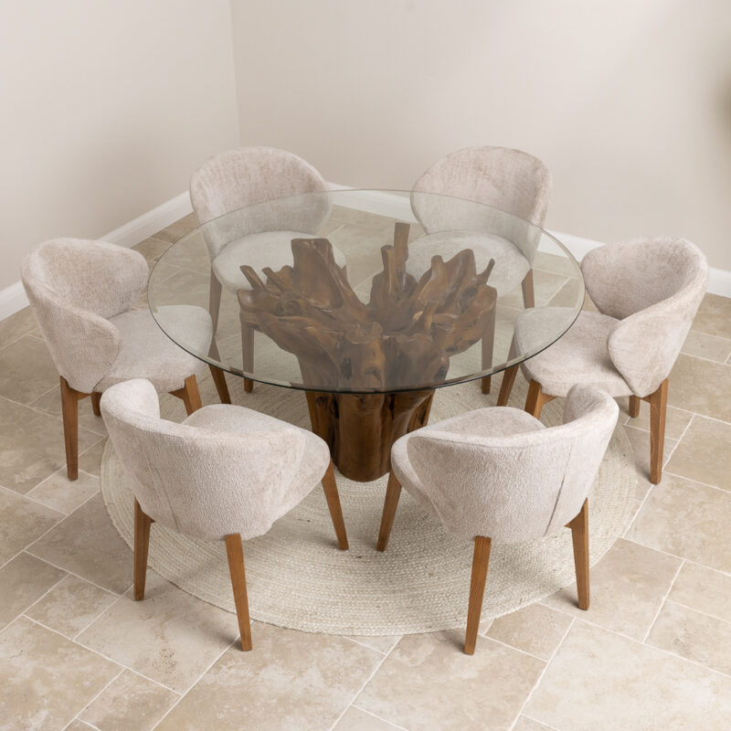 Hara Compact 6 Seater Dining Set with Cove Chairs