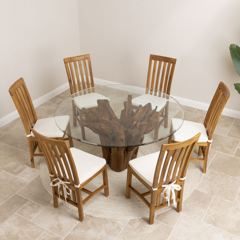 Hara 4 Seater Dining Set with Reclaimed Teak Chairs